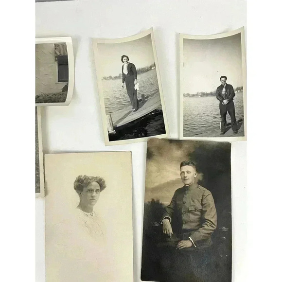 Antique Lot of 17 B&W Sepia Photographs Portraits Wedding 1900's Ephemera OOAK - Picture 4 of 9